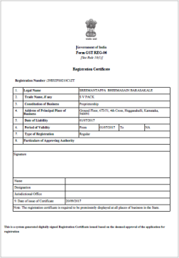 GST Registration Certificate